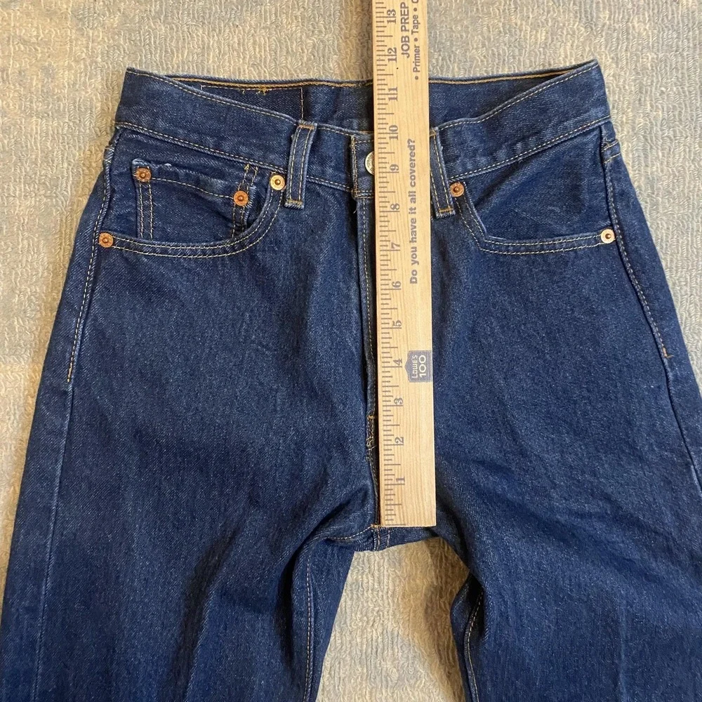 Levis 501 Jeans Mens 27x31 Blue Dark Wash Straight 100% Cotton Denim Pants READ*